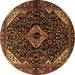 Round Persian Brown Traditional Rug, tr2019brn