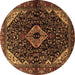 Round Machine Washable Persian Brown Traditional Rug, wshtr2019brn