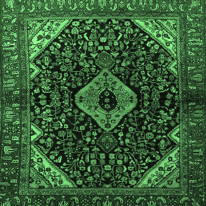 Square Persian Emerald Green Traditional Rug, tr2019emgrn