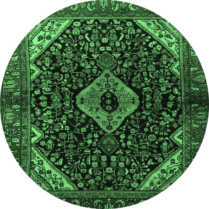 Round Persian Emerald Green Traditional Rug, tr2019emgrn