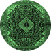Round Persian Emerald Green Traditional Rug, tr2019emgrn