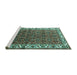 Sideview of Machine Washable Persian Turquoise Traditional Area Rugs, wshtr201turq