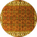 Round Machine Washable Persian Yellow Traditional Rug, wshtr201yw