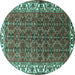 Round Persian Turquoise Traditional Rug, tr201turq