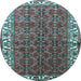 Round Persian Light Blue Traditional Rug, tr201lblu