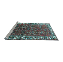 Sideview of Machine Washable Persian Light Blue Traditional Rug, wshtr201lblu