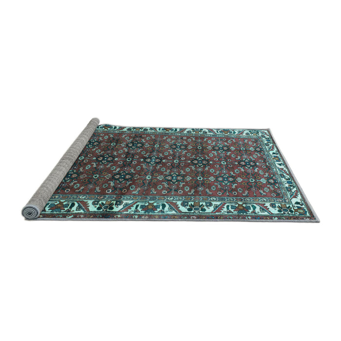Sideview of Machine Washable Persian Light Blue Traditional Rug, wshtr201lblu