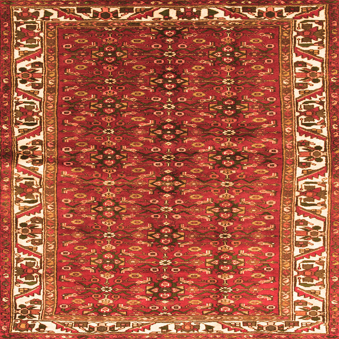 Round Machine Washable Persian Orange Traditional Area Rugs, wshtr201org