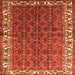 Round Machine Washable Persian Orange Traditional Area Rugs, wshtr201org