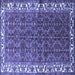 Square Machine Washable Persian Blue Traditional Rug, wshtr201blu