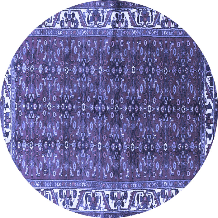 Round Machine Washable Persian Blue Traditional Rug, wshtr201blu