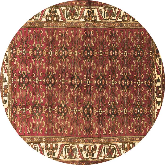 Round Machine Washable Persian Brown Traditional Rug, wshtr201brn