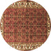 Round Machine Washable Persian Brown Traditional Rug, wshtr201brn