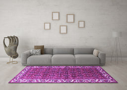 Machine Washable Persian Purple Traditional Area Rugs in a Living Room, wshtr201pur
