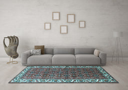 Machine Washable Persian Light Blue Traditional Rug in a Living Room, wshtr201lblu