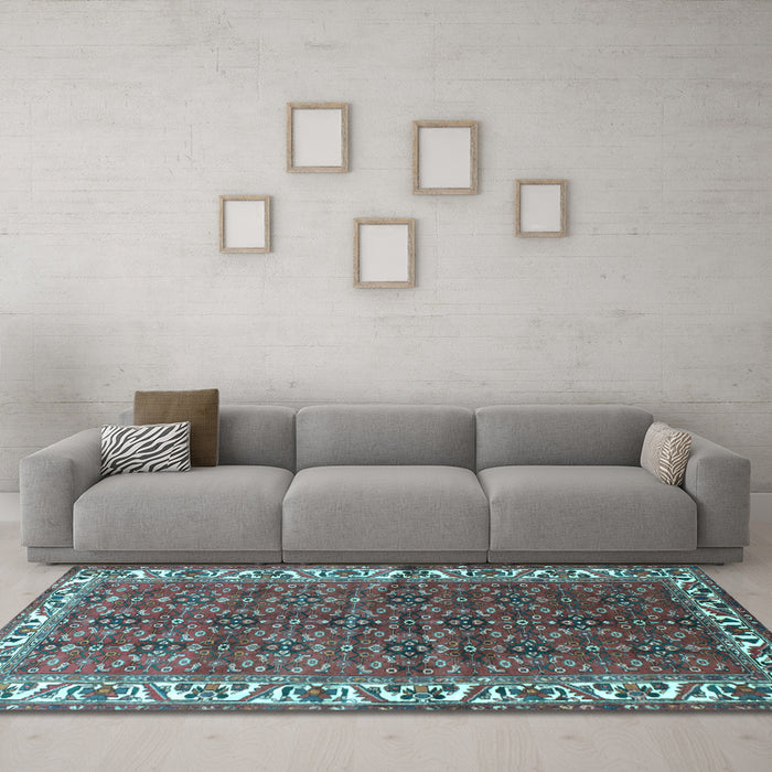 Machine Washable Persian Light Blue Traditional Rug in a Living Room, wshtr201lblu