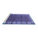 Sideview of Machine Washable Persian Blue Traditional Rug, wshtr201blu