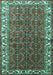 Machine Washable Persian Turquoise Traditional Area Rugs, wshtr201turq