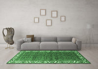 Machine Washable Persian Emerald Green Traditional Rug, wshtr201emgrn