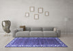 Machine Washable Persian Blue Traditional Rug in a Living Room, wshtr201blu