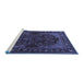 Sideview of Machine Washable Persian Blue Traditional Rug, wshtr2020blu