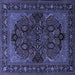 Square Machine Washable Persian Blue Traditional Rug, wshtr2020blu