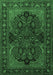 Machine Washable Persian Emerald Green Traditional Area Rugs, wshtr2020emgrn