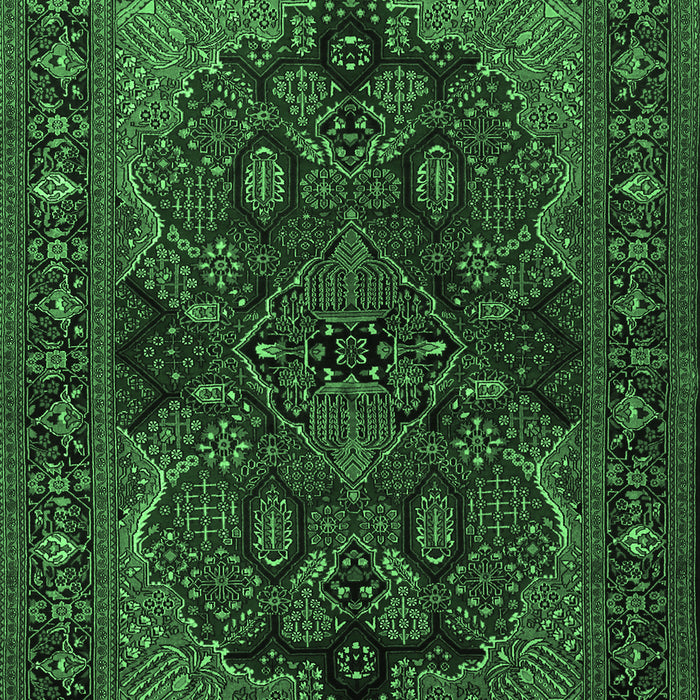 Machine Washable Persian Emerald Green Traditional Area Rugs, wshtr2020emgrn