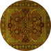 Round Persian Yellow Traditional Rug, tr2020yw