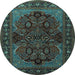 Round Machine Washable Persian Light Blue Traditional Rug, wshtr2020lblu