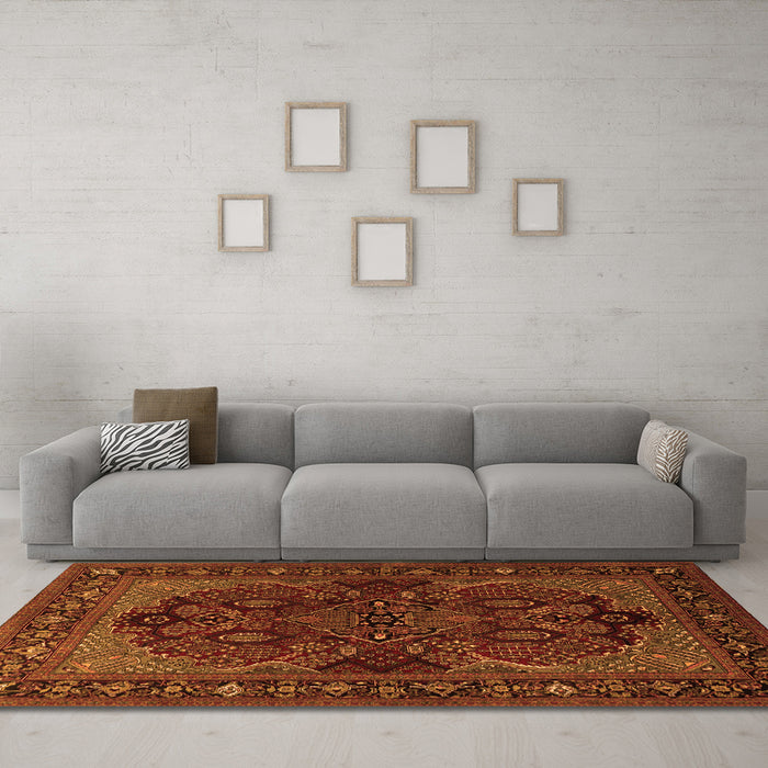 Machine Washable Persian Orange Traditional Area Rugs in a Living Room, wshtr2020org