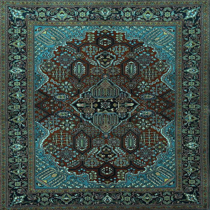 Square Machine Washable Persian Light Blue Traditional Rug, wshtr2020lblu