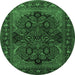 Round Persian Emerald Green Traditional Rug, tr2020emgrn