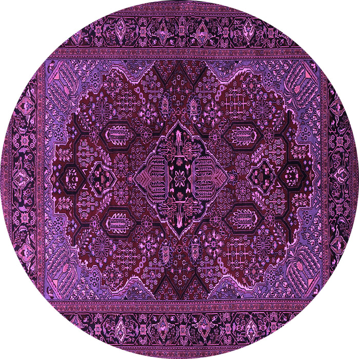 Round Machine Washable Persian Purple Traditional Area Rugs, wshtr2020pur