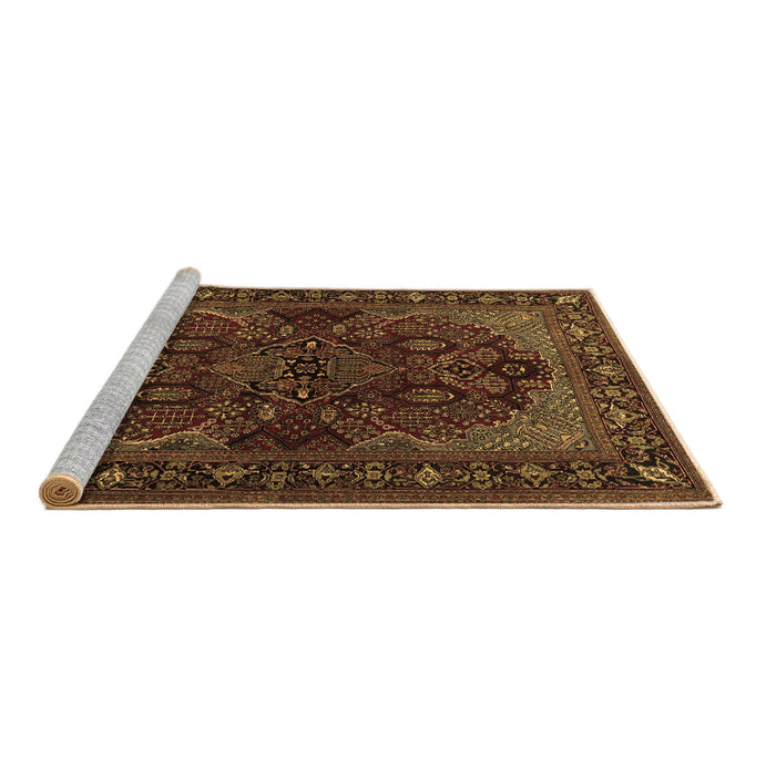 Sideview of Machine Washable Persian Brown Traditional Rug, wshtr2020brn