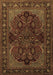 Machine Washable Persian Brown Traditional Rug, wshtr2020brn