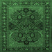 Square Machine Washable Persian Emerald Green Traditional Area Rugs, wshtr2020emgrn