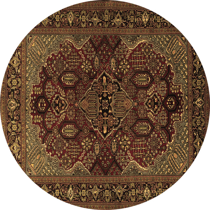 Round Persian Brown Traditional Rug, tr2020brn