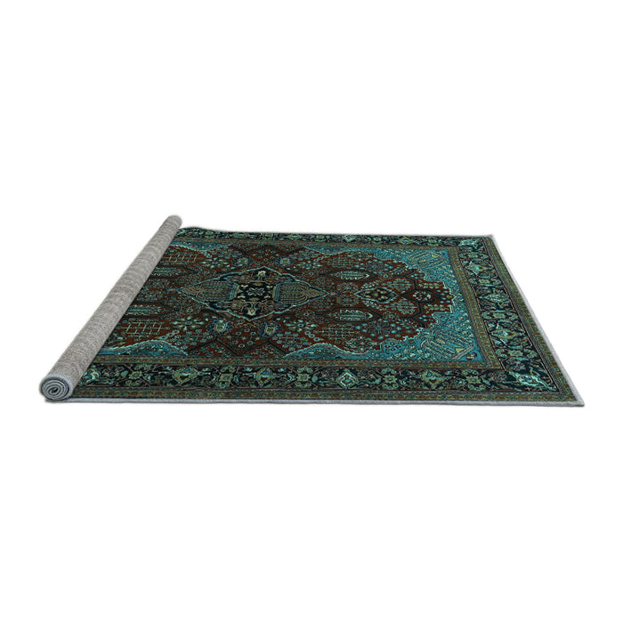 Sideview of Machine Washable Persian Light Blue Traditional Rug, wshtr2020lblu