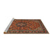 Sideview of Machine Washable Traditional Saffron Red Rug, wshtr2021