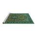 Sideview of Machine Washable Persian Turquoise Traditional Area Rugs, wshtr2021turq