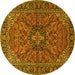 Round Persian Yellow Traditional Rug, tr2021yw