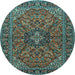 Round Persian Light Blue Traditional Rug, tr2021lblu