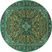 Round Persian Turquoise Traditional Rug, tr2021turq