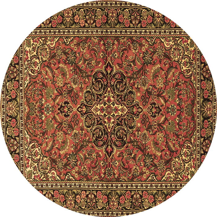 Round Persian Brown Traditional Rug, tr2021brn
