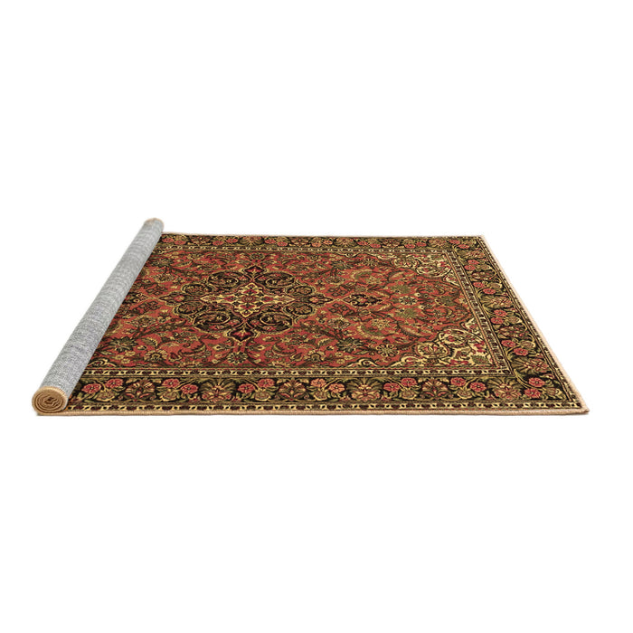 Sideview of Machine Washable Persian Brown Traditional Rug, wshtr2021brn