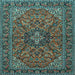 Square Machine Washable Persian Light Blue Traditional Rug, wshtr2021lblu