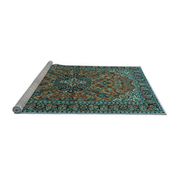 Sideview of Machine Washable Persian Light Blue Traditional Rug, wshtr2021lblu
