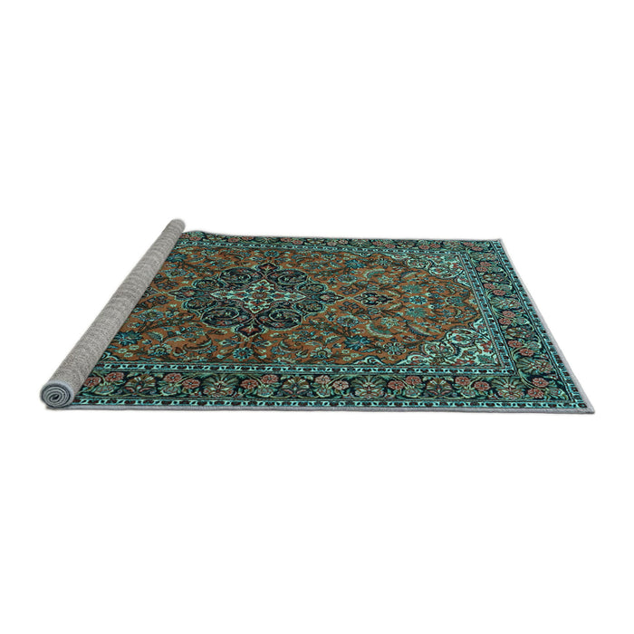 Sideview of Machine Washable Persian Light Blue Traditional Rug, wshtr2021lblu