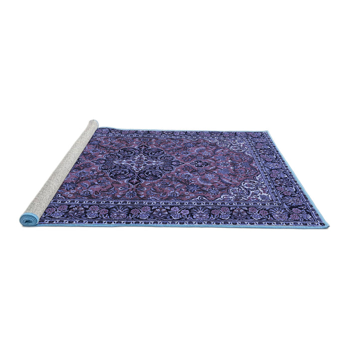 Sideview of Machine Washable Persian Blue Traditional Rug, wshtr2021blu